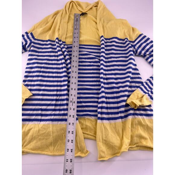 Talbots Open Cardigan Sweater Womens Medium Blue Yellow White Cottagecore Knit - Picture 5 of 7